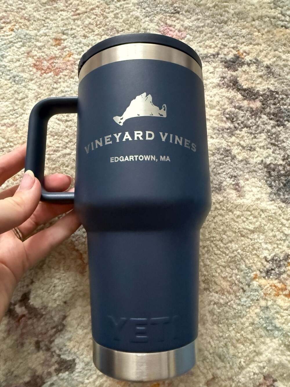 YETI Vineyard Vines Rambler 35 oz Travel Mug Navy Blue